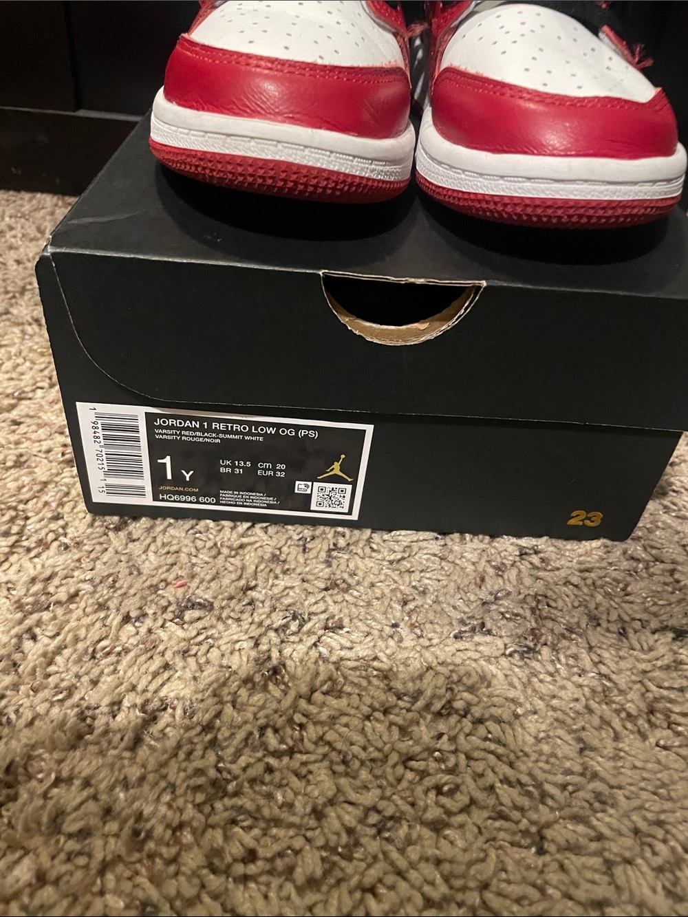 Jordan Kids Sneakers in Red and White - Low Top Retro Style